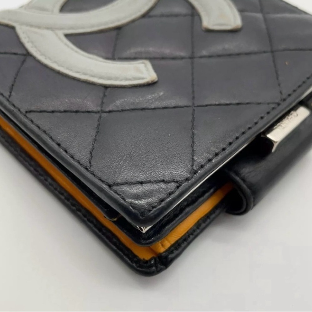 Chanel Quilted Leather Cambon Wallet Black/Yellow